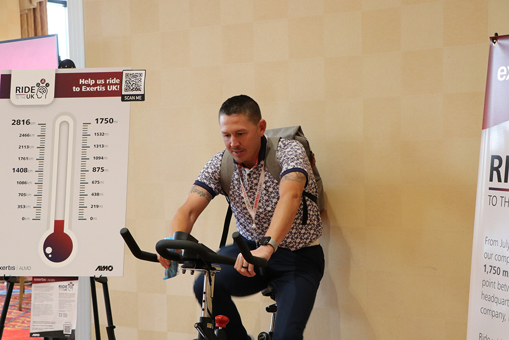 Matt Cuellar on stationary bike