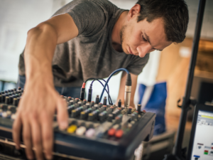 Audio technician at work